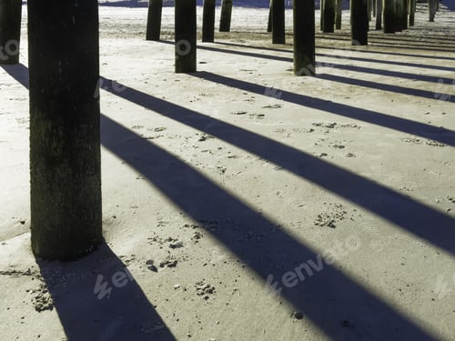 Preview: Afternoon Shadows Of Pylons Under Long Pier At Fernandina Beach, Florida