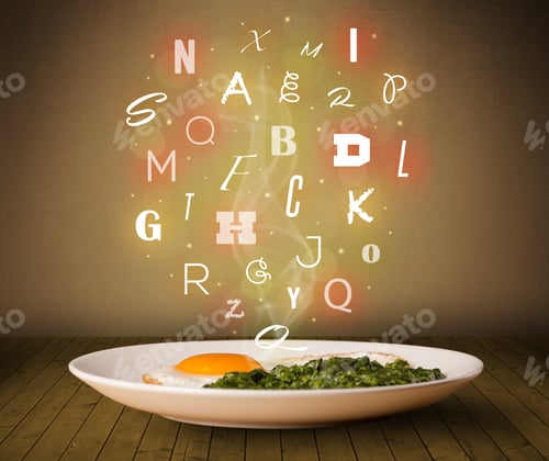 Preview: Fresh Cook Food With Colorful Letters On Wood Deck