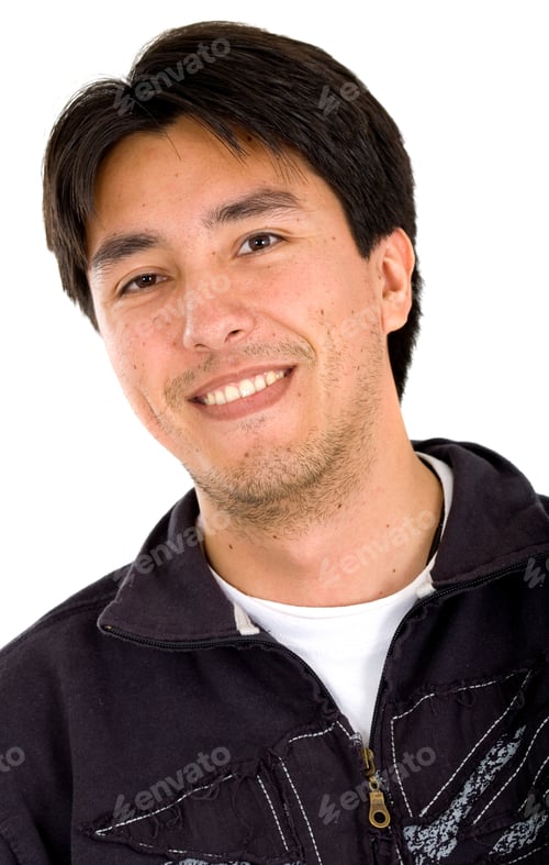 Preview: Casual Latin American Man Portrait Over A White Background