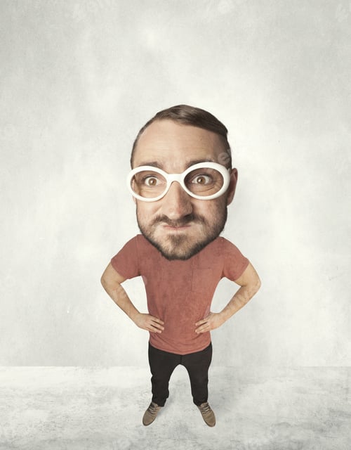 Preview: Funny Person With Big Head Makes Jesting Facial Expression