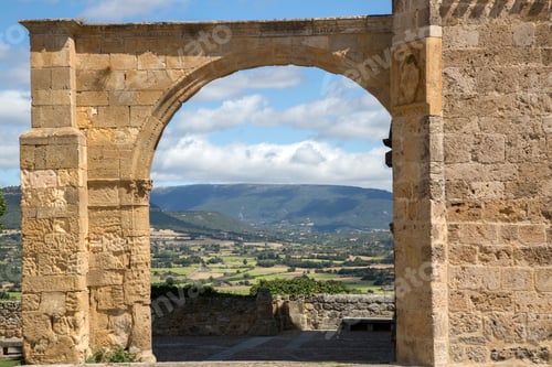 Preview: View Of Village Through Church Arch In Frias; Burgos; Spain