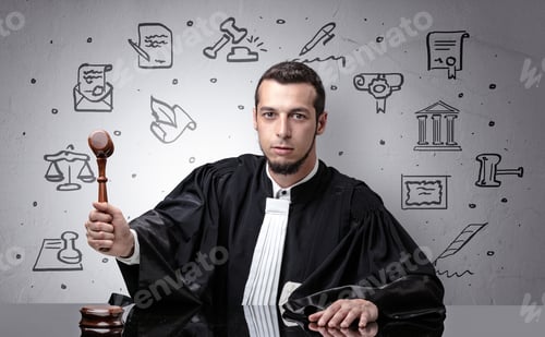 Preview: Handsome Judge With Court Symbols Around