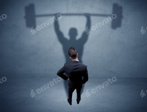 Preview: A Confident Young Elegant Salesman With Briefcase Facing A Wall, Looking At His Strong, Weight