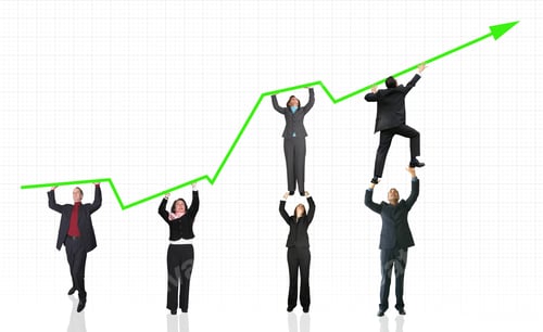 Preview: Business People Pushing A Business Graph Upwards