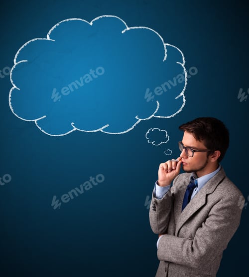 Preview: Attractive Young Man Smoking Cigarette With Idea Cloud