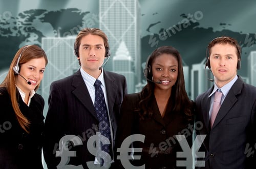 Preview: Corporate Call Center'S Staff With Headsets Smiling