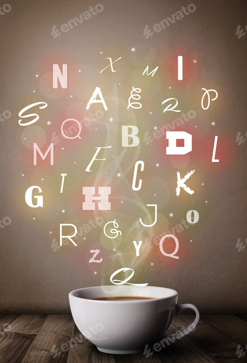 Preview: Coffee Cup With Colorful Letters, Close Up