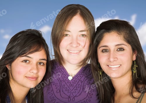 Preview: Beautiful Girls Portrait With The Sky In The Background