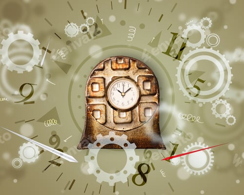 Preview: Vintage Clock With Numbers Comming Out On The Side