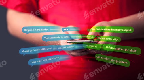 Preview: Young Man Writing Messages With Smartphone Application