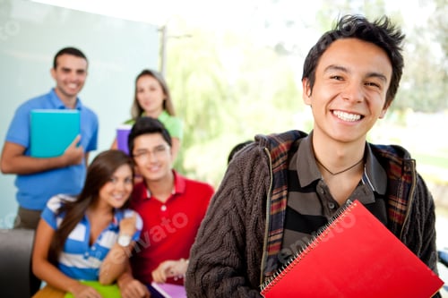 Preview: Male Student At The University With A Group Of People Behind