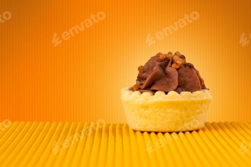 Preview: Close Up Of A Delicious Cake On Colorful Background With Copyspace