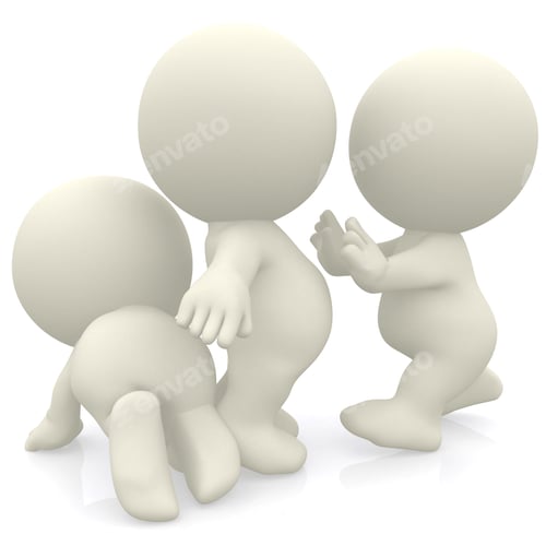 Preview: 3D Person Pushing Another Isolated Over A White Background