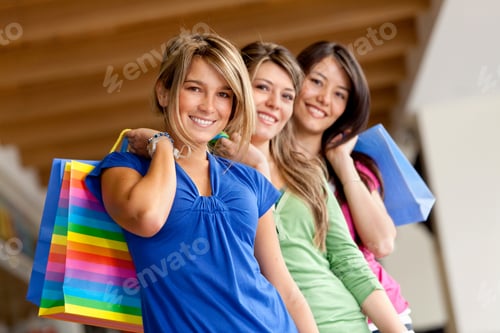 Preview: Beautiful Shopping Women With Bags At The Mall