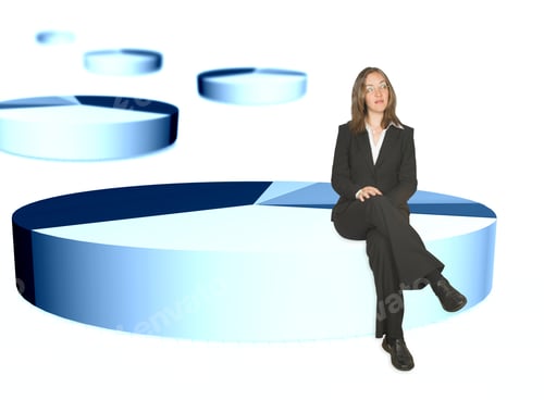 Preview: Business Woman Sitting On The Biggest Portion Of A Pie Chart
