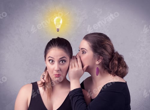 Preview: A Young Girl Has An Idea Illustrated With A Drawn Glowing Light Bulb Above The Head, While A Friend