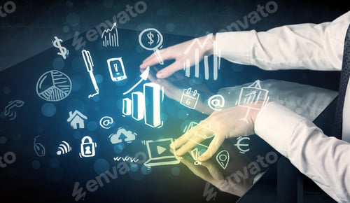 Preview: Hand Touching Interface with Analytics and Business Data