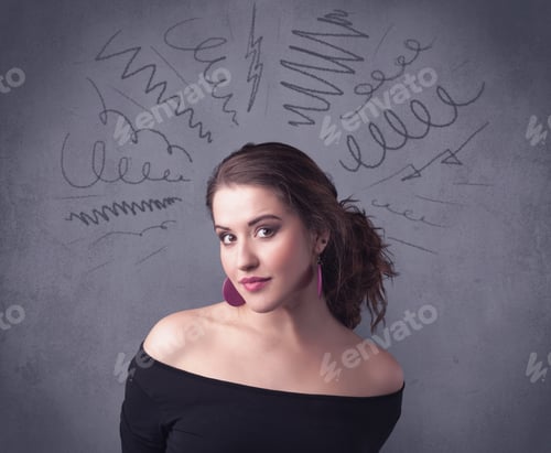 Preview: A Cute Female Student Making Funny Face Expressions With Pressure And Problems In Her Head