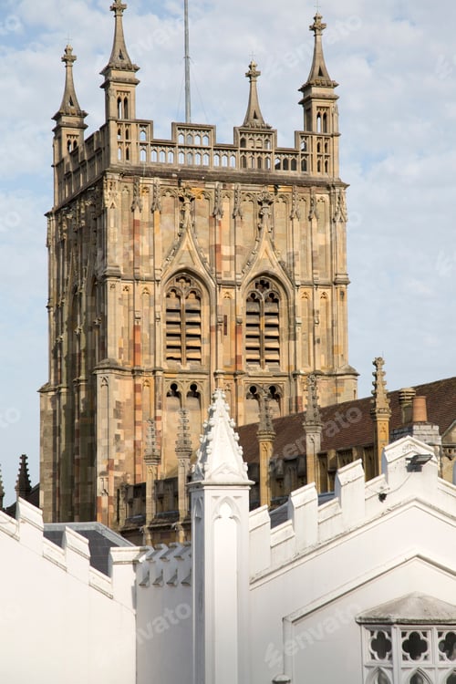 Preview: Tower At Priory Church; Great Malvern; England; Uk