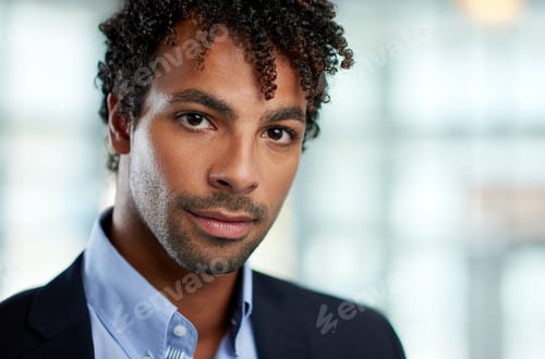 Preview: Horizontal Headshot Of An Attractive African American Businessman Shot With Shallow Depth Field.