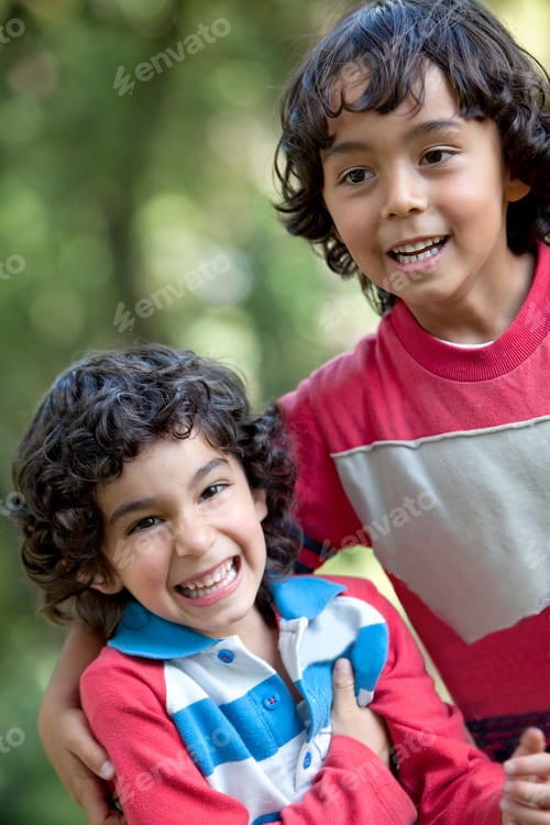 Preview: Happy Brothers Outdoors Having Fun And Smiling