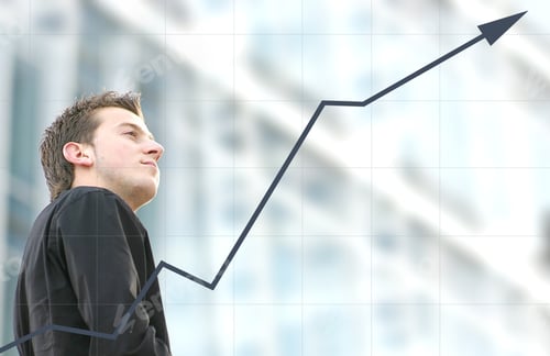 Preview: Confident Business Man With A Graph Goind Upwards