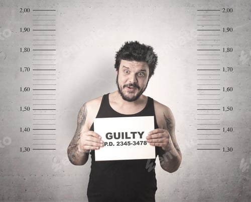 Preview: Caught Guilty Man With Id Signs On His Hand.