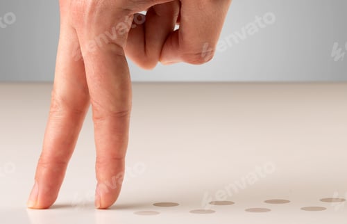 Preview: Female Fingers Walking With Dots Behind Them