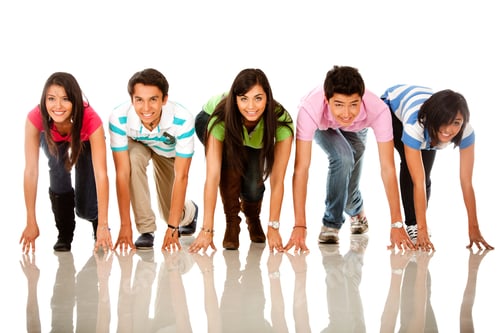 Preview: Group Of People In Racing Position ? Isolated Over White