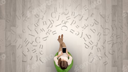 Preview: Letters With Writer Using Tablet In A Beige Chair And An Office Space