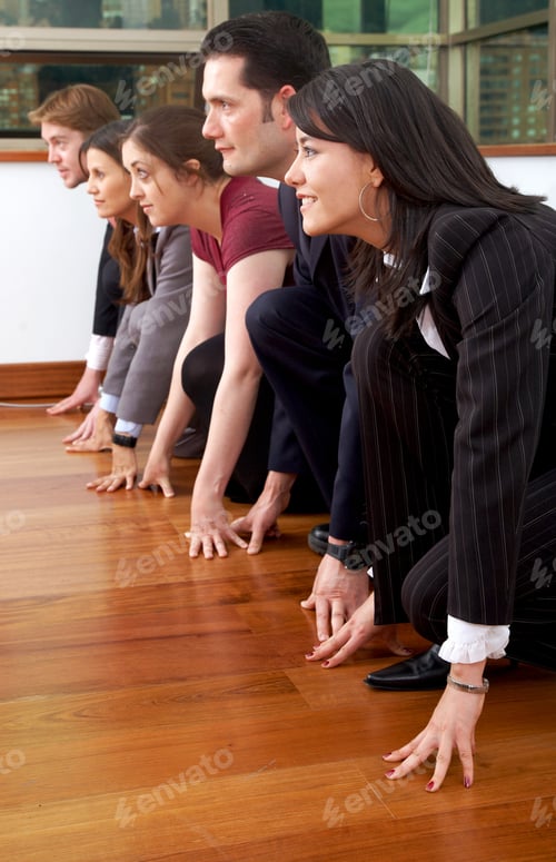 Preview: Business People At The Office In A Racing Line - Competition Concept