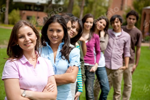 Preview: Group Of Casual People Outdoors In A Row