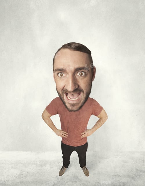Preview: Funny Person With Big Head Makes Jesting Facial Expression
