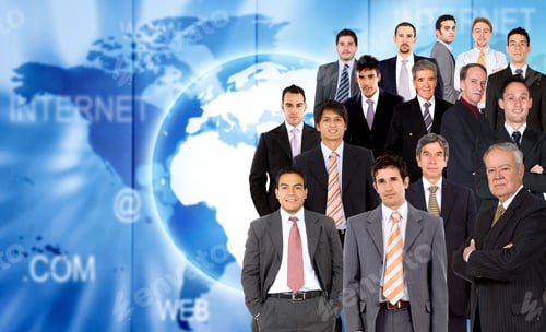 Preview: Group Of Business Men Over A Worldwide Map