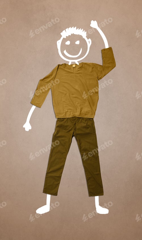 Preview: Casual Clothes With Hand Drawn Smile Funny Character