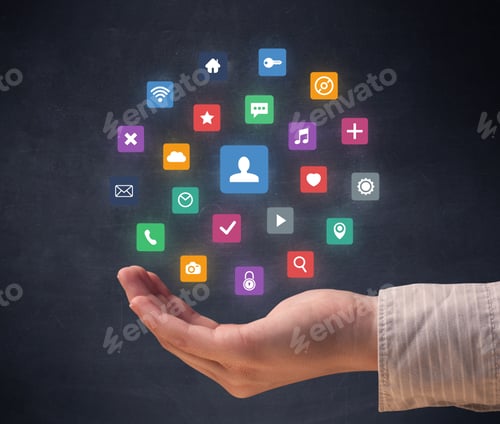 Preview: Colorful Applications Hovering Over Young Hand