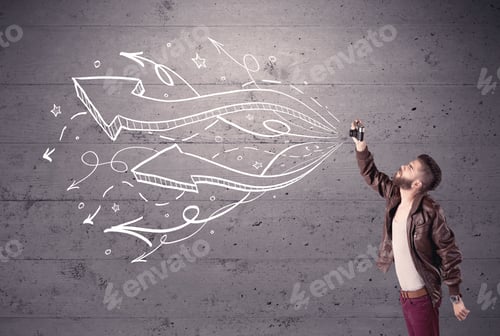 Preview: A Hipster Guy Opening His Point Of View Through Looking A Vintage Camera Concept With Illustratied