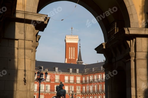 Preview: Santa Cruz Church Tower; Plaza Mayor Square; Madrid; Spain