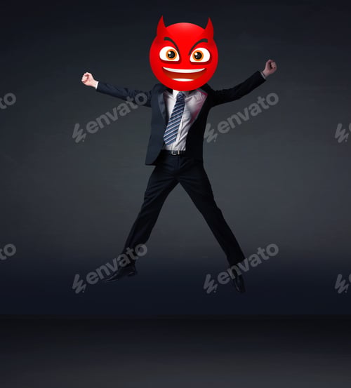 Preview: Funny Businessman Wears Devil Smiley Face