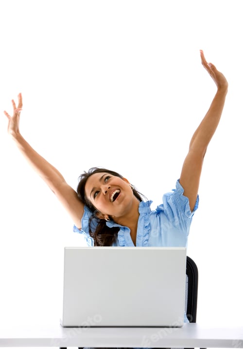 Preview: Successful Business Woman Online With A Computer Isolated