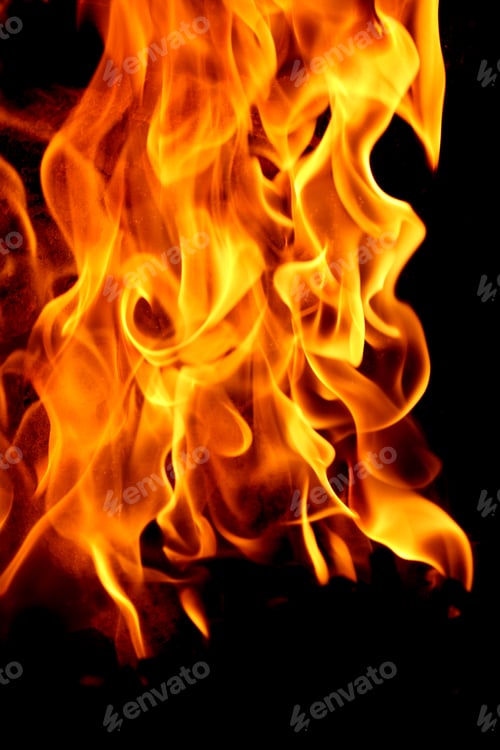 Preview: Abstract Fire On Black Background In Orange And Yellow Colors