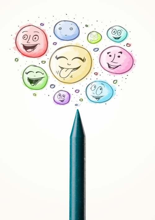 Preview: Coloured Smiley Face Bubbles Coming Out Of Crayon