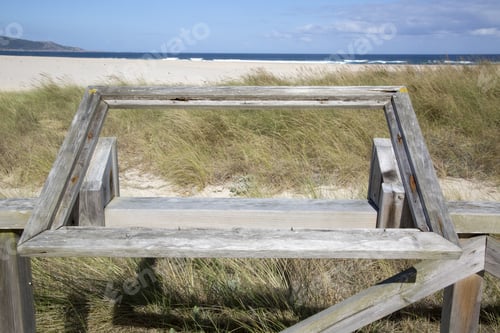 Preview: Wooden Frame At Beach In Laxe; Galicia; Spain