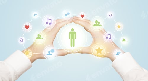 Preview: Hands Creating A Form With Social Media Connection In The Center