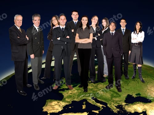 Preview: Big Business Team On Top Of The World - Europe Version - Globe From Nasa.Gov