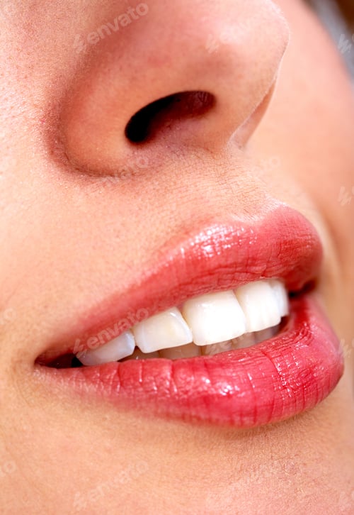 Preview: Beautiful Close Up Of A Smile With Red Lips