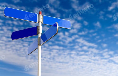 Preview: Emtpy Street Sign In Metal Over A Nice Blue Sky