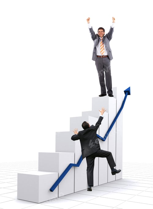 Preview: Business Men With A Graph Showing Growth Isolated