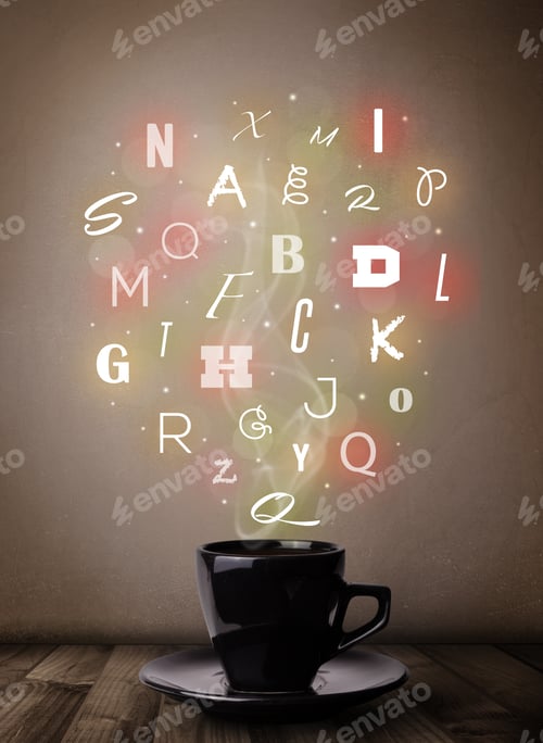 Preview: Coffee Cup With Colorful Letters, Close Up