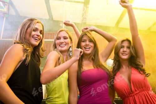 Preview: Very Happy Girl Friends On A Night Out At A Bar